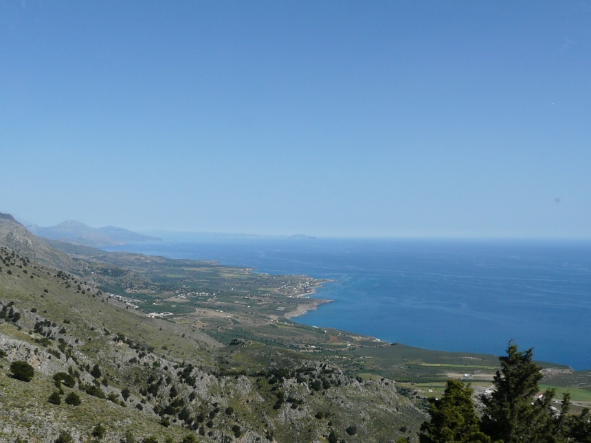 Kreta - widok na wyspę i morze z wąwozu Imbros do Georgioupolis